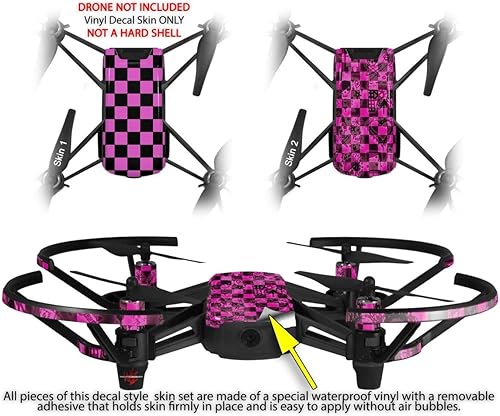 Miniatura 2 de Skin Decal Wrap 2 Pack Compatible with DJI Ryze Tello Checkers Pink Drone NOT Included