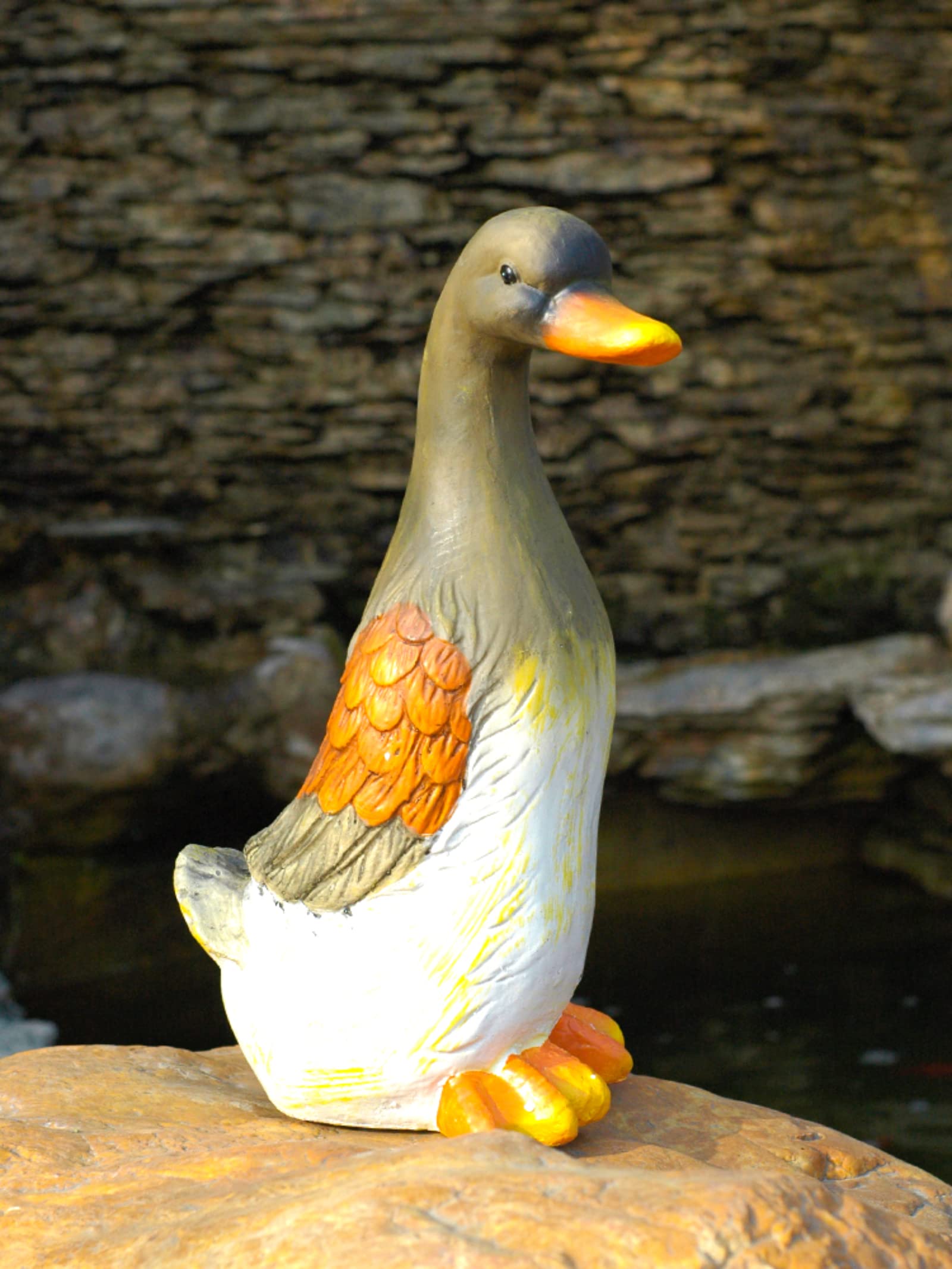 Grande statua di anatra divertente da 41 cm per esterni, simulazione di animali ornamentali, decorazione da giardino in resina per piscina, paesaggio, cortile, prato, giardino roccioso