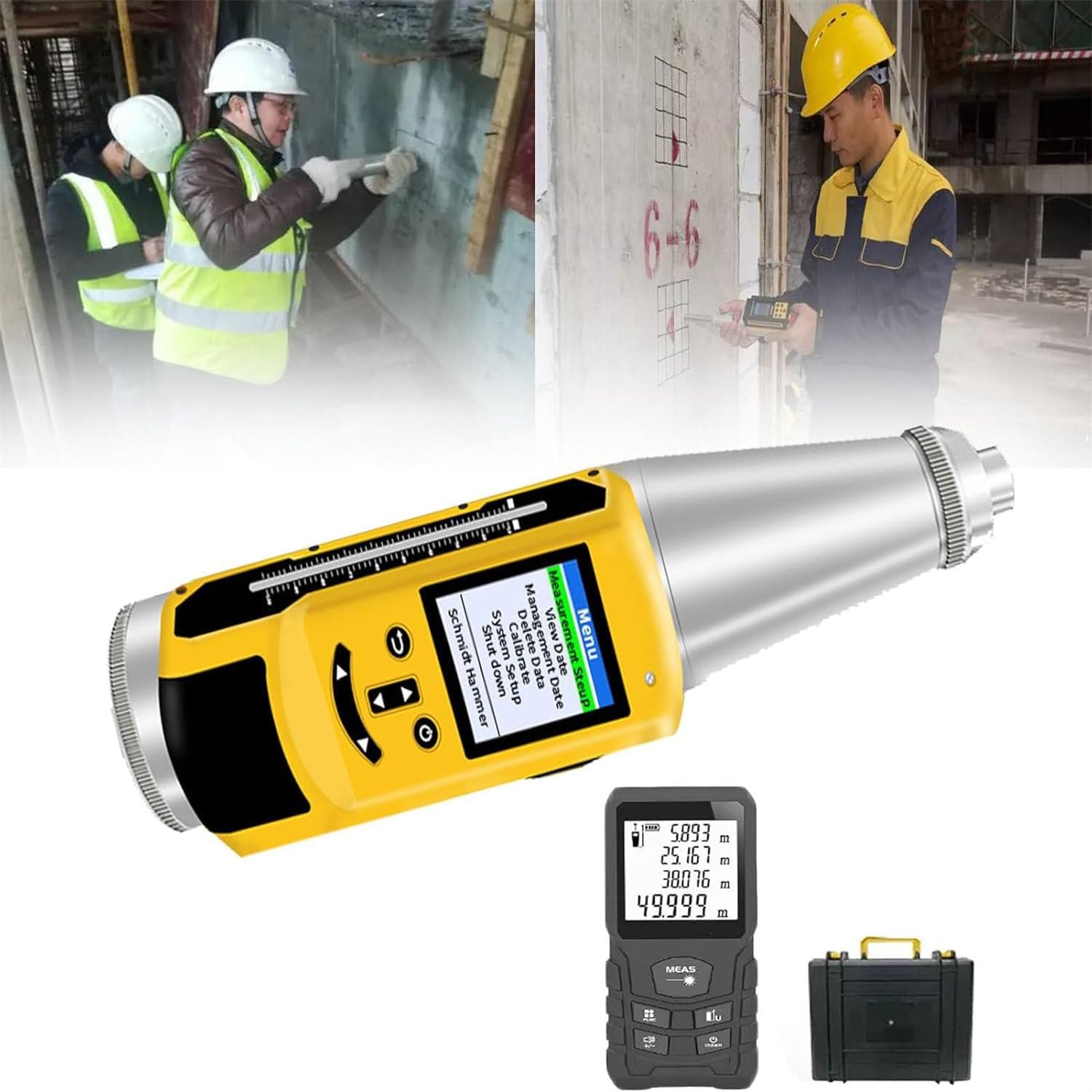 Portable Concrete Rebound Hammer, Automatic Resiliometer with Wireless Printing & Voice Broadcast, for Wall & Road Strength Testing 10-60 MPa