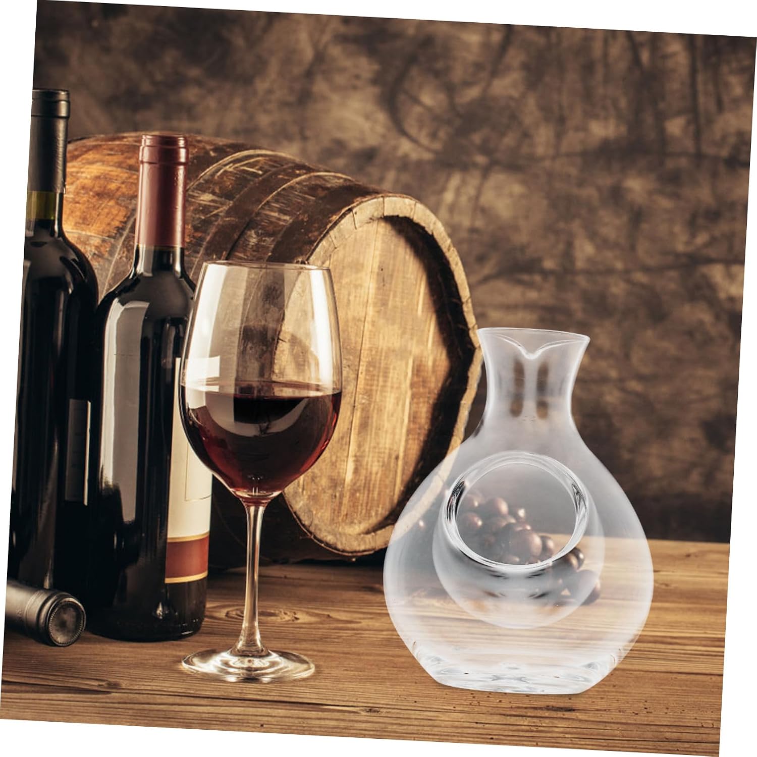 Elegant Glass Wine Decanter Sake Pitcher with Ice Pocket,10 fl oz (300ml) Delicate Dispenser for Enhancing Flavor and Presentation for Home Bars and Entertaining