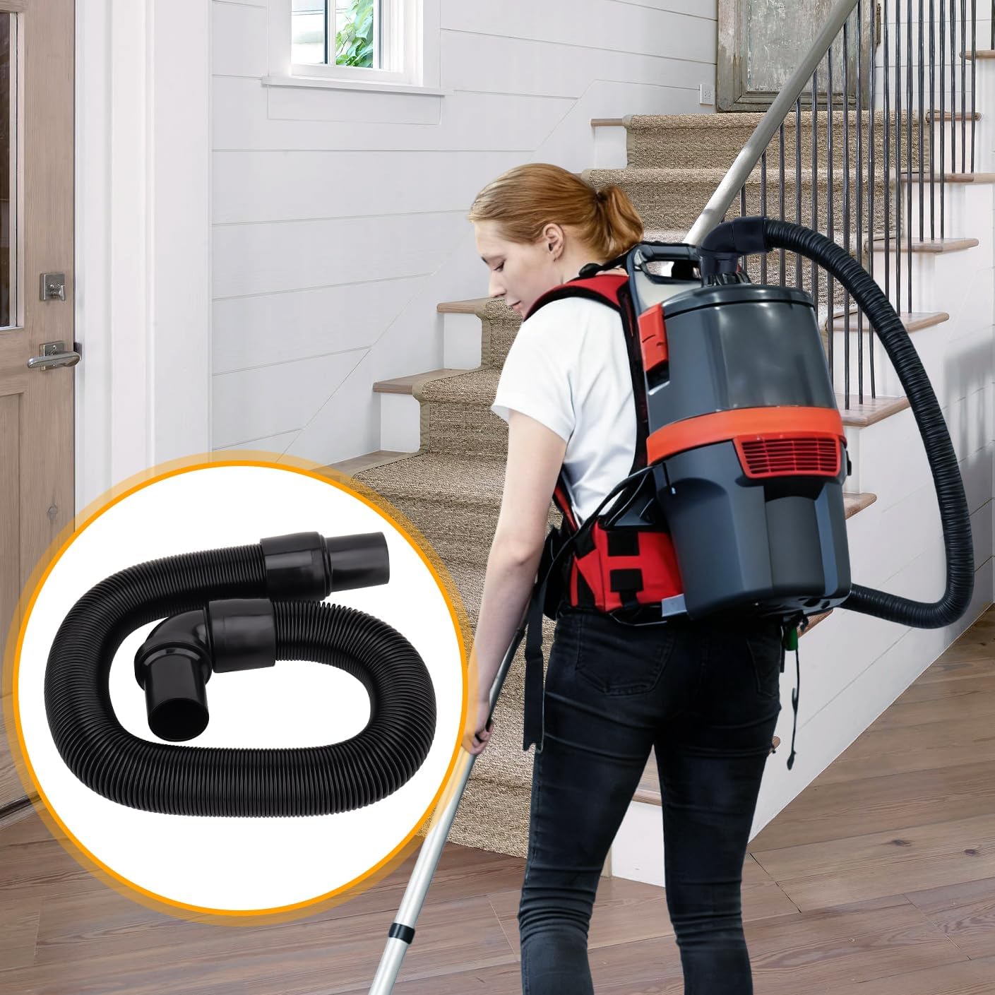 103048 Backpack Vacuum Hose Compatible with ProTeam Vacuum with 1-1/2-inch Cuffs - Also fits Pro-Team Super Coach, Mode 6 and other Models - Replacement Static-Dissipating Vacuum Hose