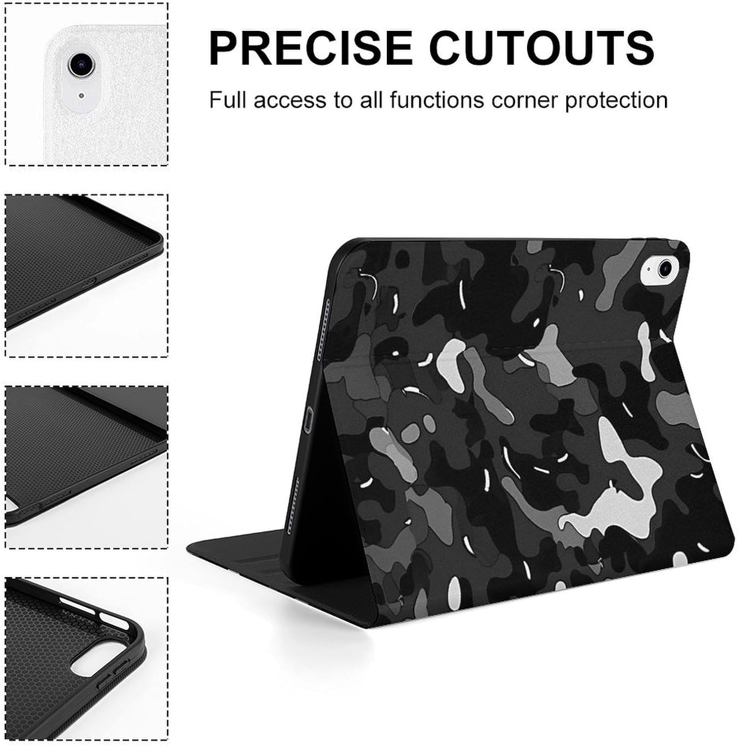 Camouflage Printed Case Trifold Stand Protective Cover Compatible with iPad 10代 (10.9in)