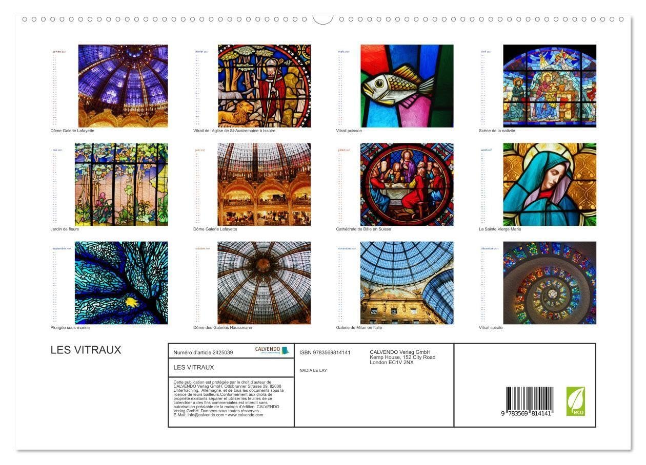 LES VITRAUX (Calendrier mural haut de gamme 2027 DIN A2 vertical), CALVENDO calendrier mensuel: Composition graphique de tableaux en peinture numérique, sur le thème des vitraux. (CALVENDO Art)