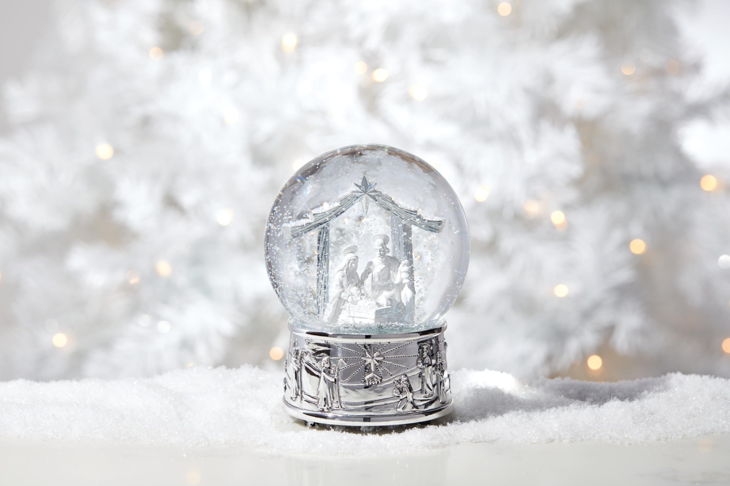 Reed & Barton Nativity Snow Globe Palla di Neve Musicale della Natività, Vetro Alluminio, Multicolore, 3.00 LB