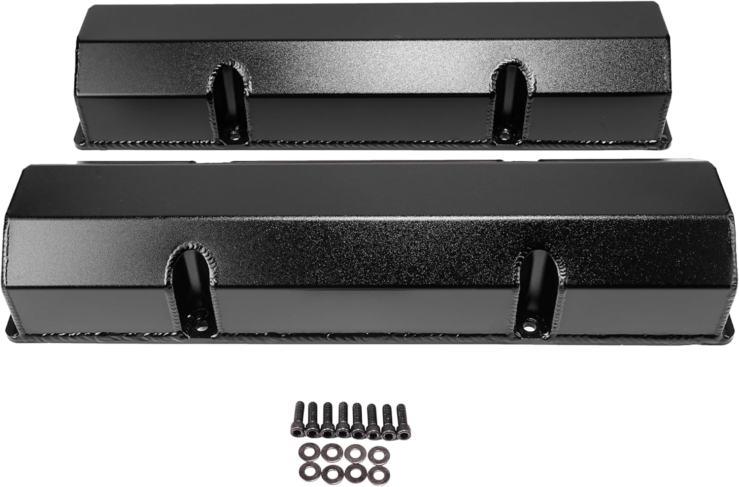 For Chevy Small Block SBC Valve Covers 350 Fabricated Aluminum Black Coated Tall Valve Covers