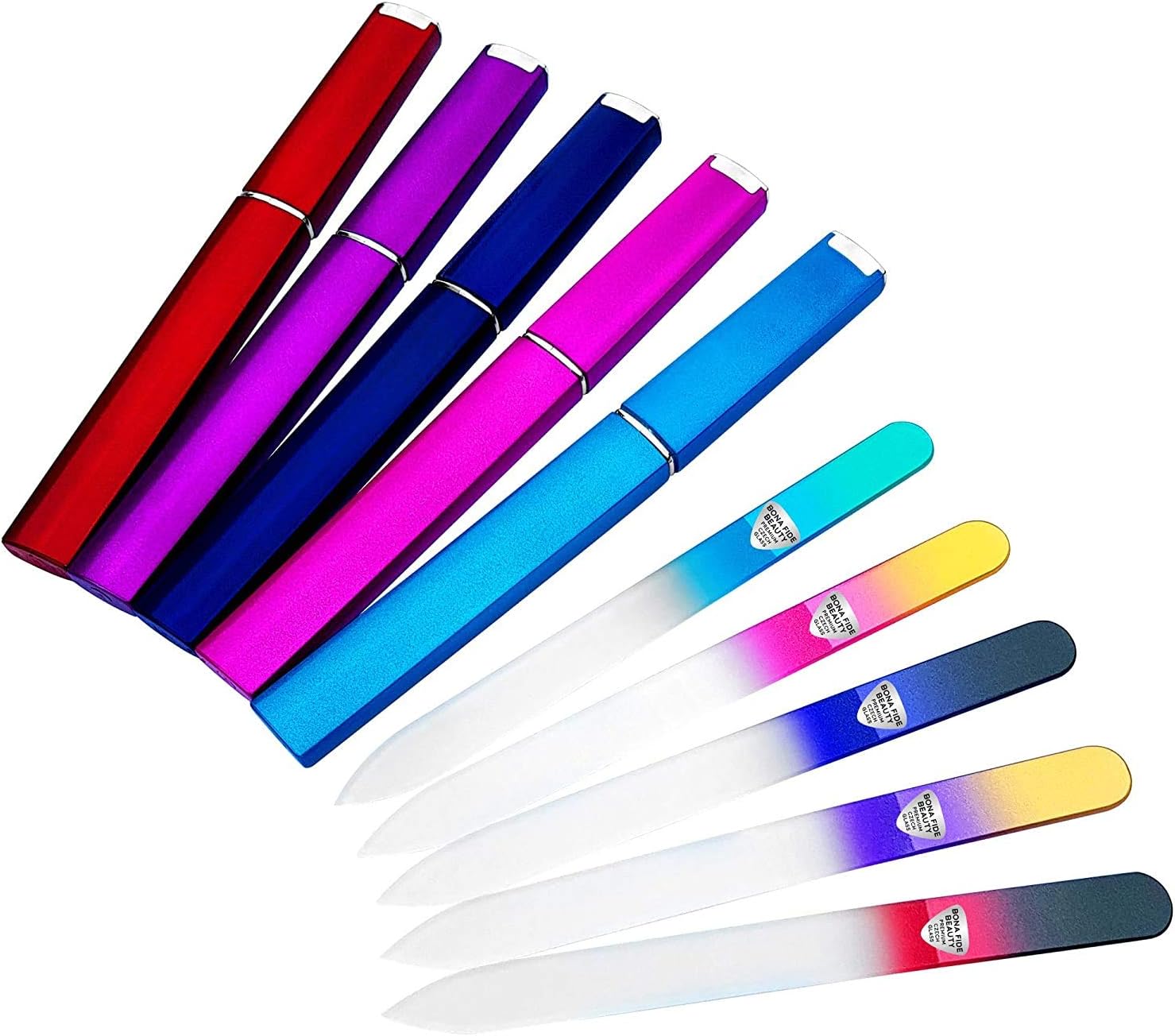 BONA FIDE BEAUTY Glass Nail Manicure Set for Gentle Nail Care & Professional Smooth Finish - 5-Piece Genuine Czech Glass Nail Set