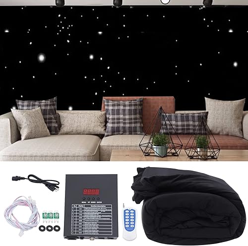 KIOPOWQ Fondo LED de 9.8 x 13.1 ft9.84 x 13.12 pies ignífugo RGBW LED Star Cloth DMX Control Star Cortina con control remoto para boda, fiesta,