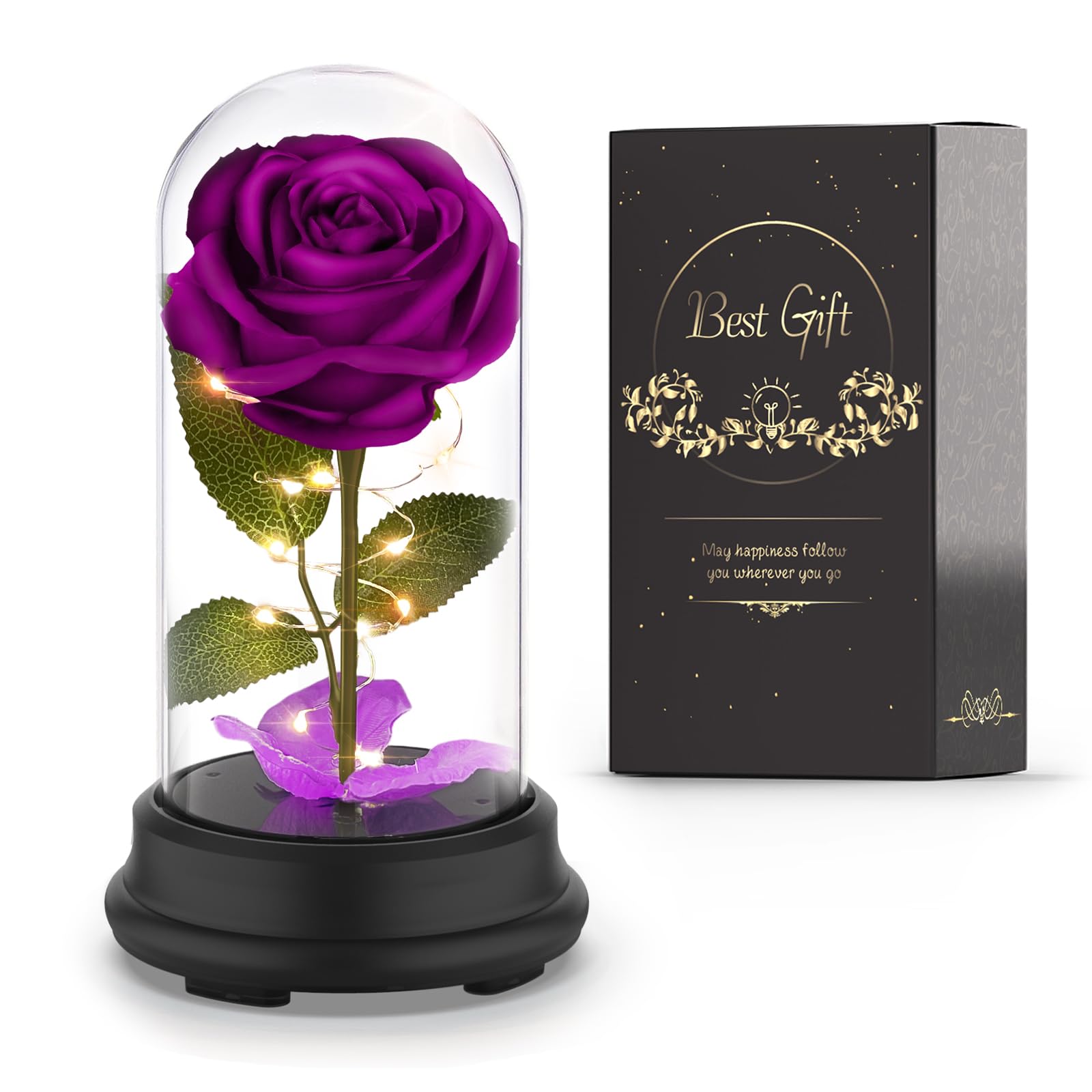 Mom Gifts for Mothers Day Rose Flower Gifts for Women, Mother Day Mom Gifts from Daughter Son, Birthday Gift for Women, Rose Flower Gift for Her, Anniversary, Wedding, Valentines Day（Purple）