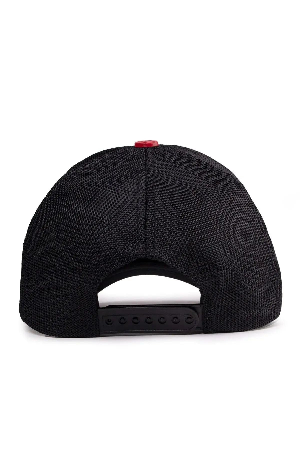 Gorra de Trucker Premium Negro - Rojo con Parche Bull