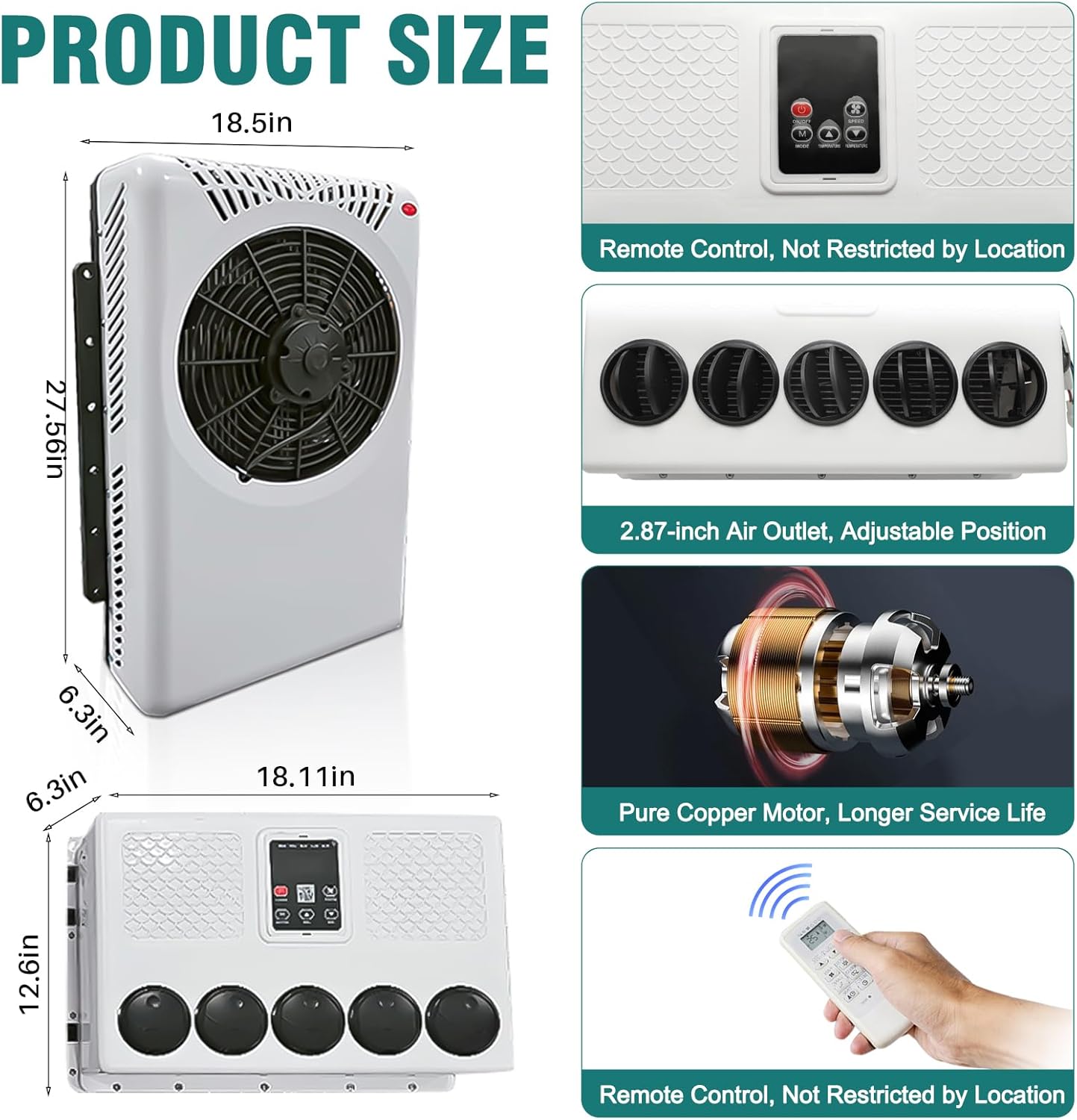 Truck Cab Air Conditioner 12V 12000 BTU Split AC Fits Semi Trucks Bus RV Caravan