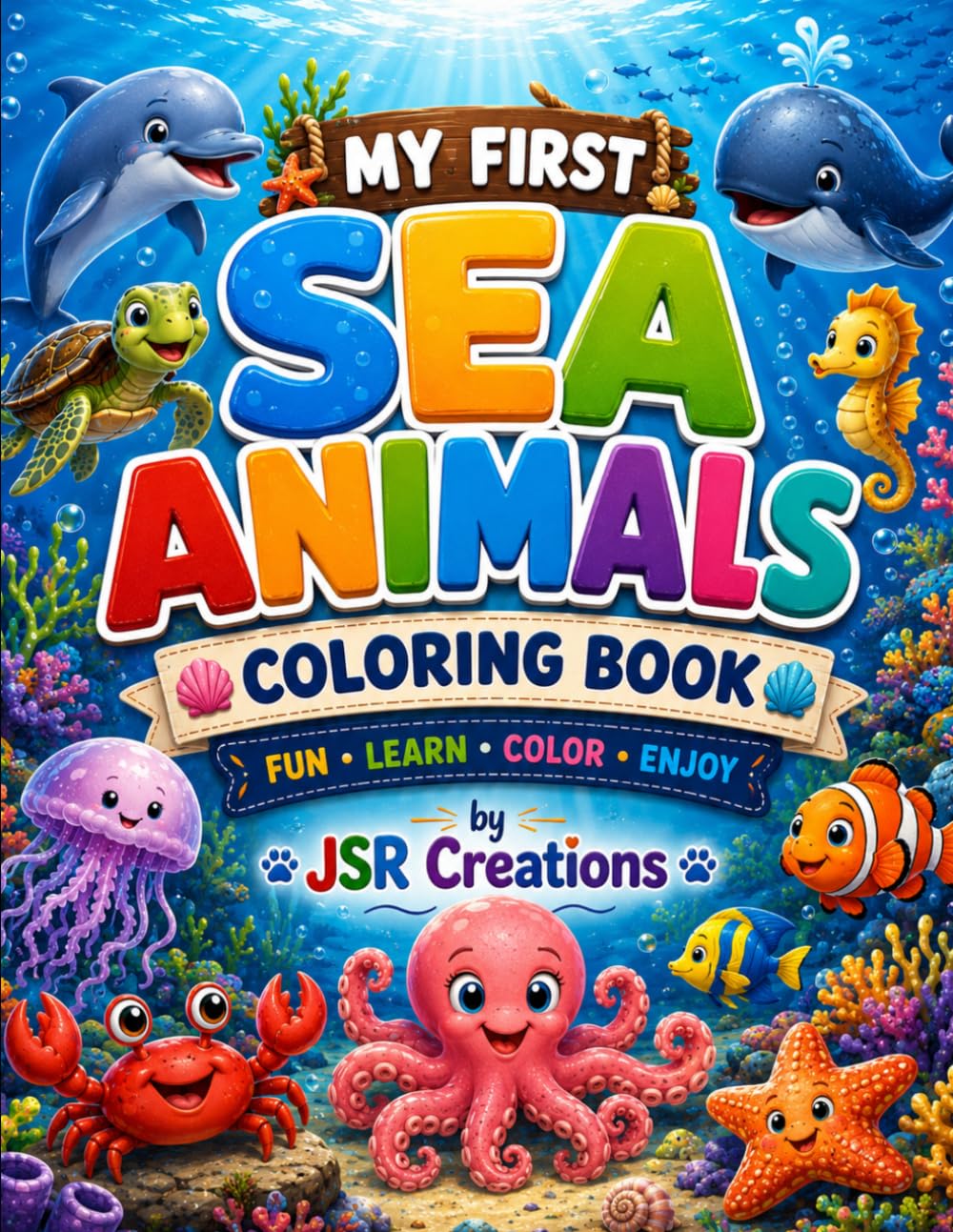 My First Sea Animals Coloring Book: Fun and Easy Ocean Creature Coloring Pages for Kids, Toddlers, and Preschool Children