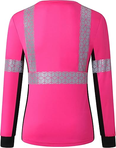 Miniatura 6 de Camiseta de seguridad para mujer, camiseta reflectante alta para mujer con patrón reflectante inusual, manga corta transpirable
