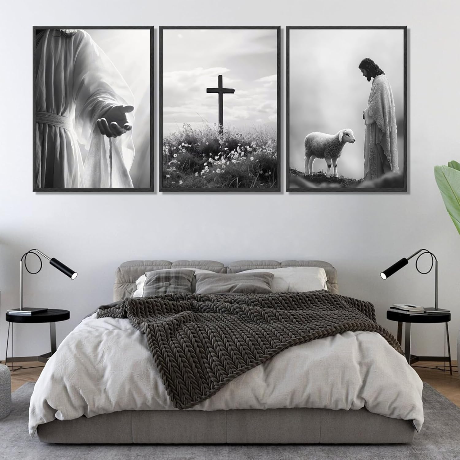 Tertiosh Jesus Wall Art Christian The Hand of God Wall Decor Paintings Bible Cross Prints Artwork Jesus Sheep Pictures for Church Prayer Room Living Room Home Decoration 16X24In Poster