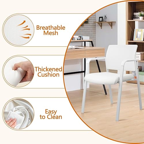 Miniatura 152 de CLATINA Silla de sala de espera negra con ruedas y respaldo de malla apilable con asiento de tela tapizado y soporte lumbar ergonómico para oficina