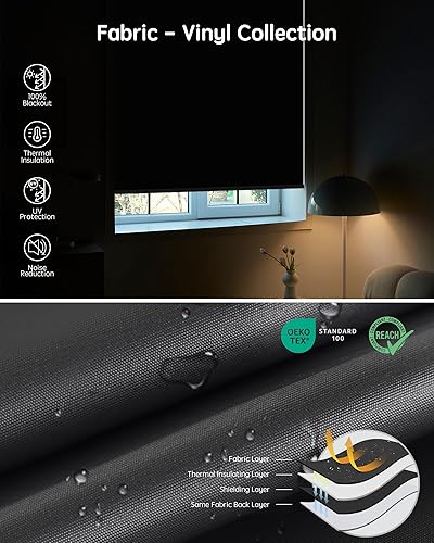 Miniatura 73 de Yoolax Persianas motorizadas con control remoto, persianas inteligentes opacas para ventanas, persianas enrollables motorizadas, persianas Tela