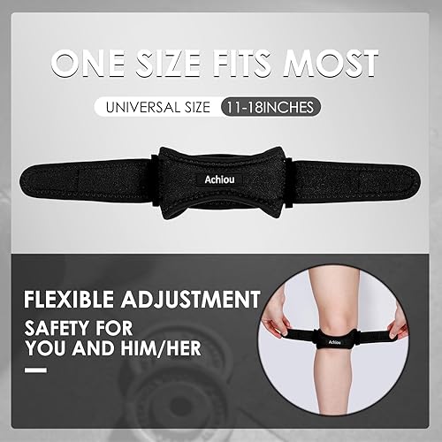 Miniatura 5 de Achiou Paquete de 2 correas de soporte para tendón rotuliano alivio del dolor de rodilla con silicona banda de rodilla ajustable correa de rodilla