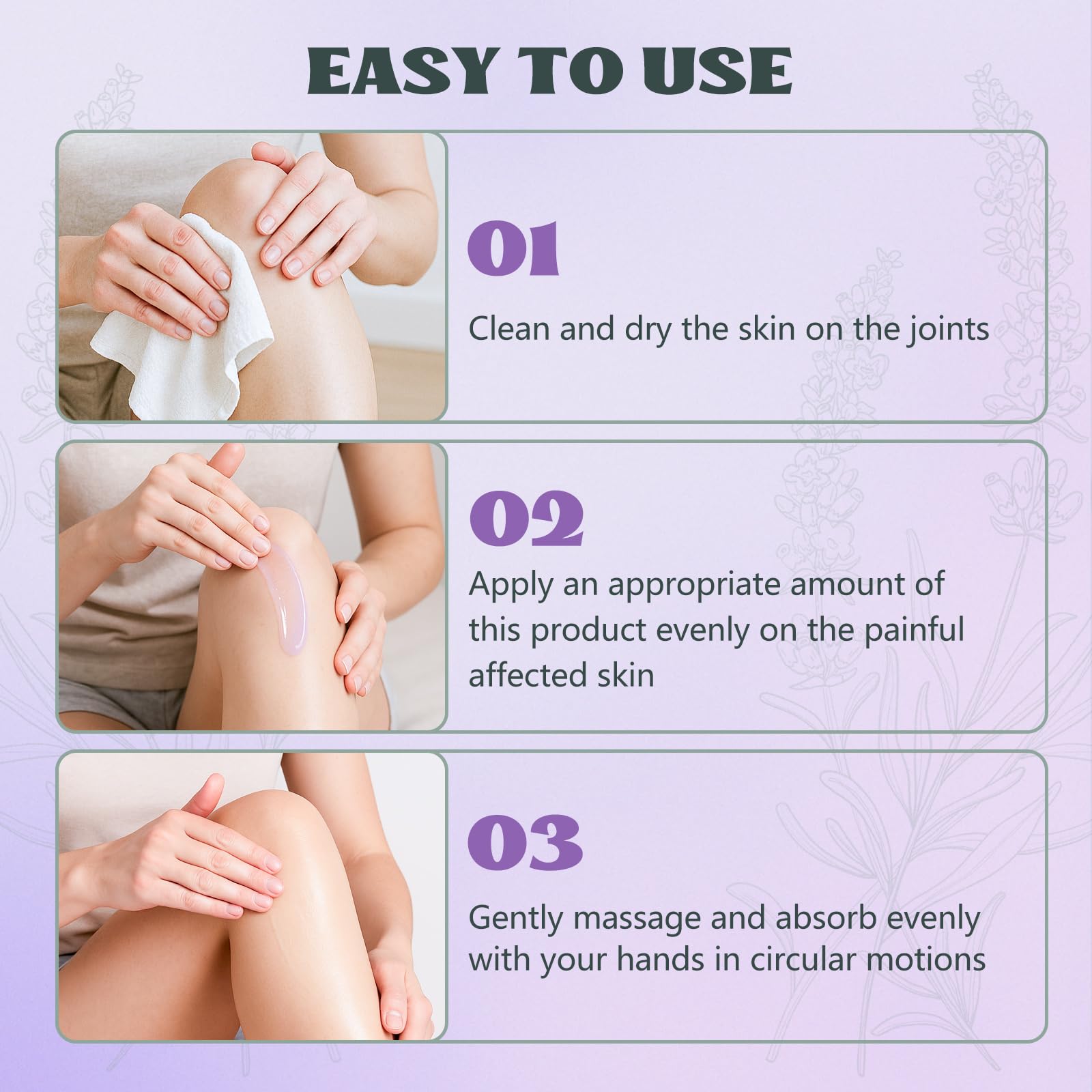 Soothing Massage Gel (100g) - Joint Relief Purple Gel, Natural Ingredients Soothing Relief Cream, Fast-Absorbing Jointgel Cream for Soothing Joint, Shoulder, Knee, Back, Lumbar & Muscle Stiffness — Amazon image 7