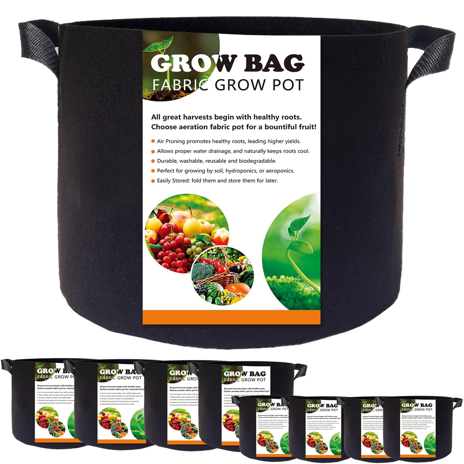 不織布 プランター 5ガロン3枚入 植木鉢 家庭菜園 野菜 ブラック attention8-25_at-138283