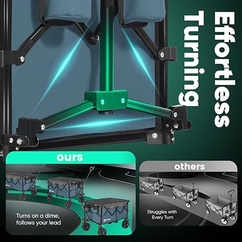 Miniatura 6 de Carro plegable con ruedas de playa todo terreno, carros plegables resistentes con portavasos, carritos utilitarios para camping, jardín, al aire