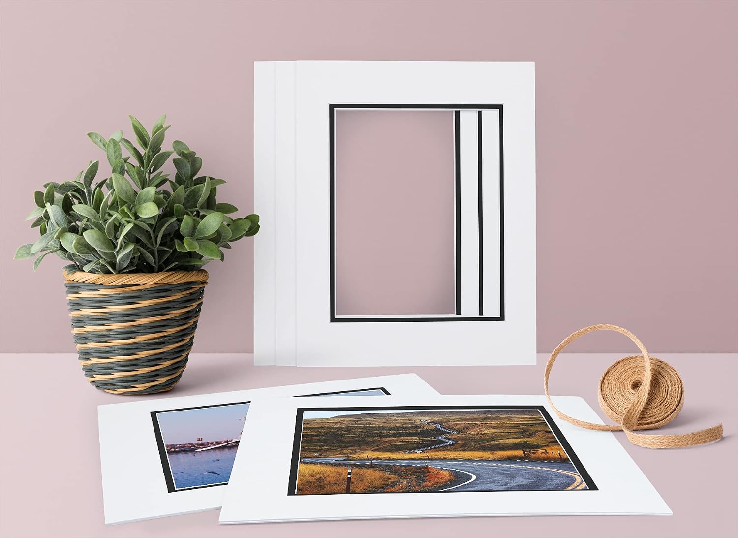 Golden State Art, White Over Black Double Mat - Bevel Cut, Acid Free, 8-Ply Thickness, Signature Friendly - Great for Photos, Pictures, Events, Frames, Prints - 8x10 for 5x7, 10-Pack