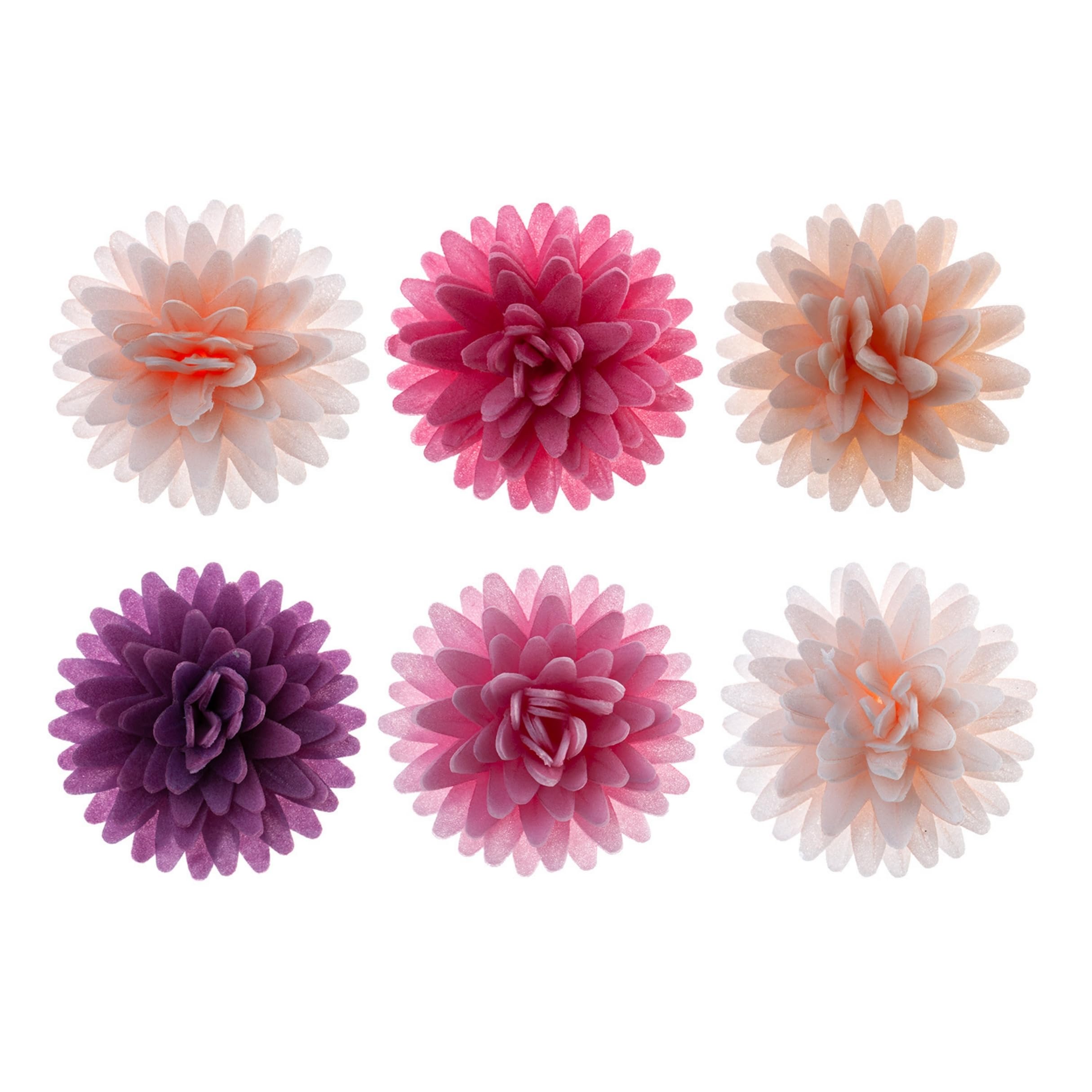 Dekozauber24 Edible Flowers for Cake Decorations, 12 Pieces, 6 Colours Mix, Wafer, 4.5cm a Piece, Cake Flowers Edible