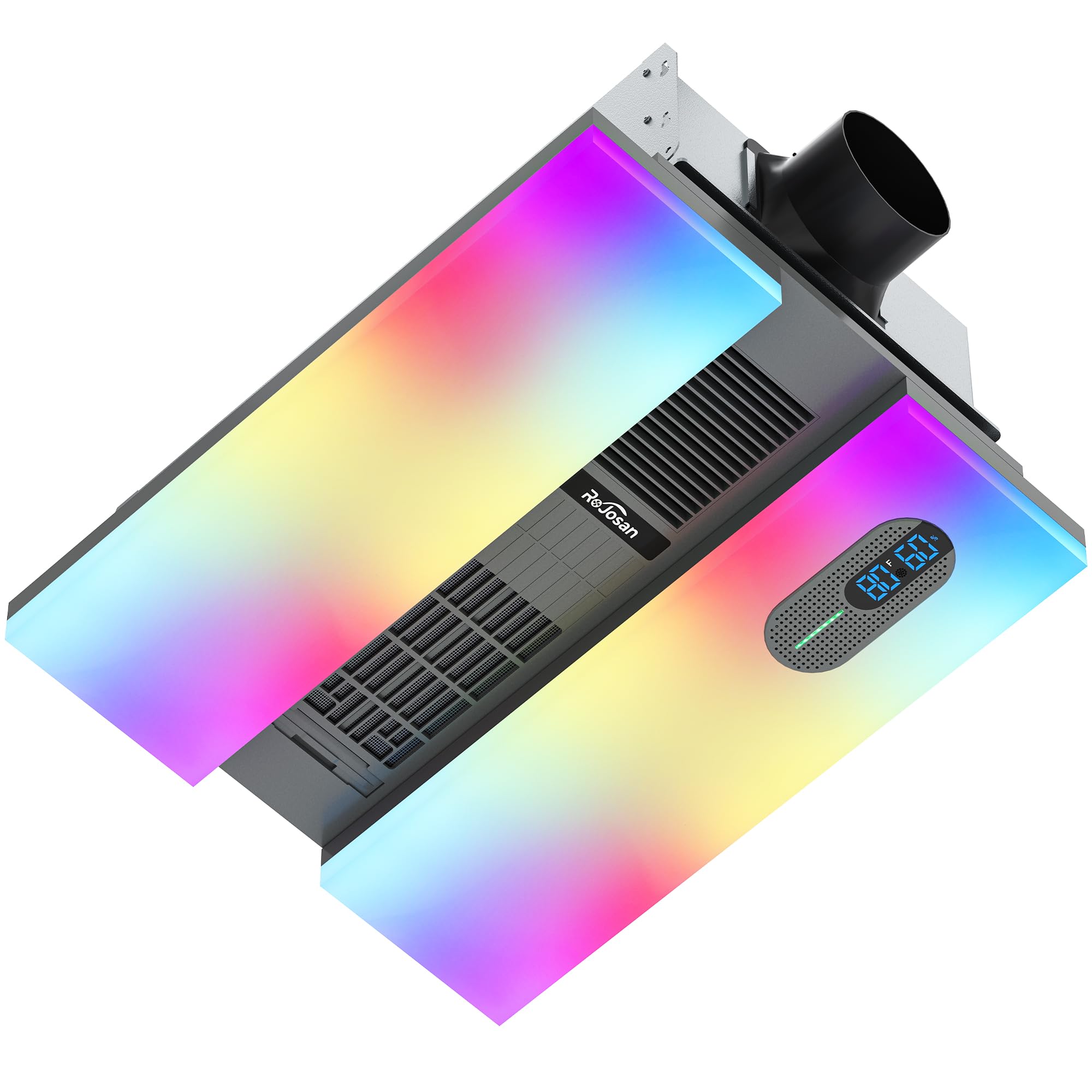 Bathroom Exhaust Fan with Heater, Smart Fan with Bluetooth Speaker, 2 Heat Levels, Humidity and Odor Sensor, RGB and 3CCT Lighting, Remote Control for Bathroom, Kitchen, Basement (Grey)