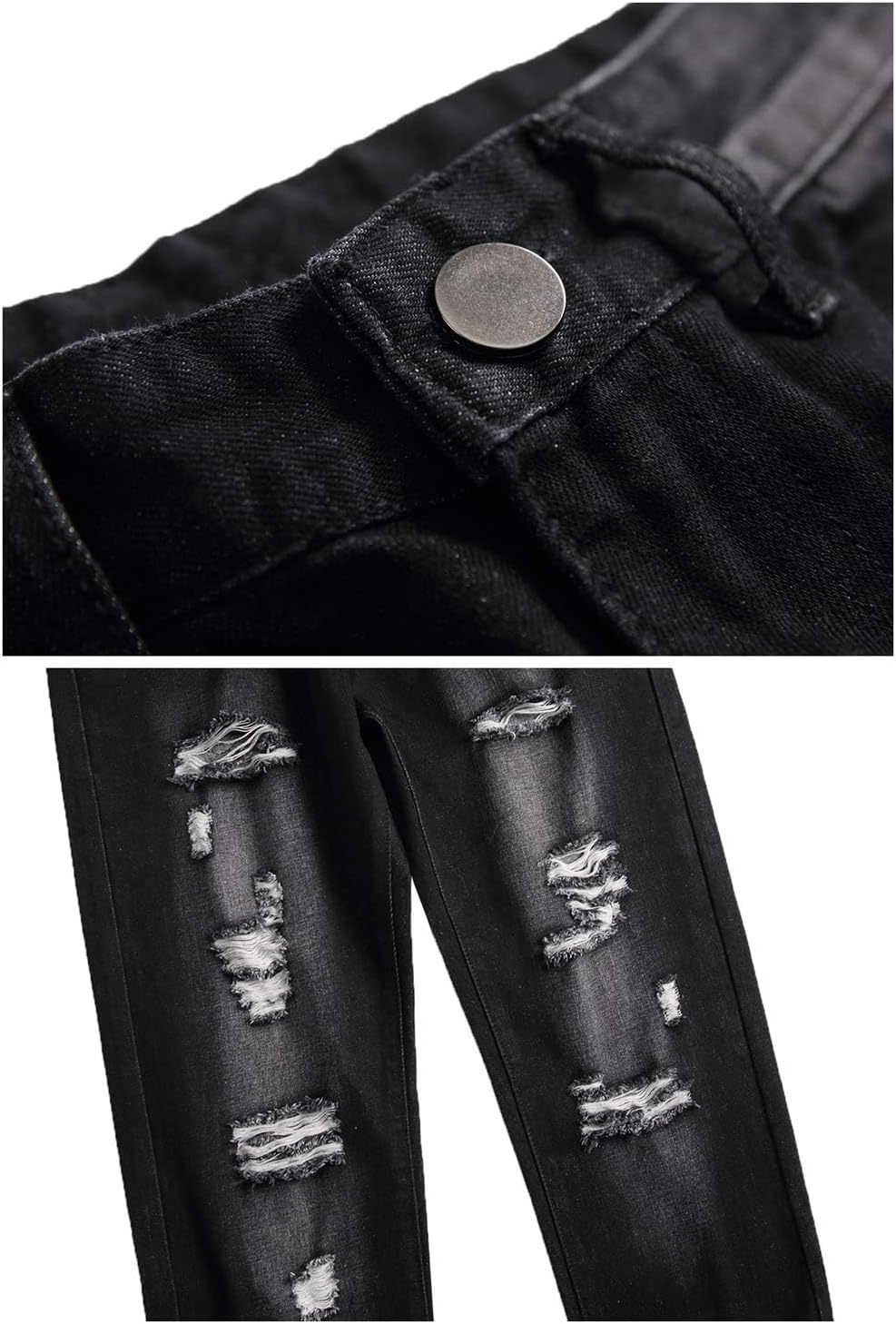 LZLER Mens Ripped Jeans Distressed Destroyed Slim Fit Straight Jeans for Men Fashion Comfort Denim Pants with Holes