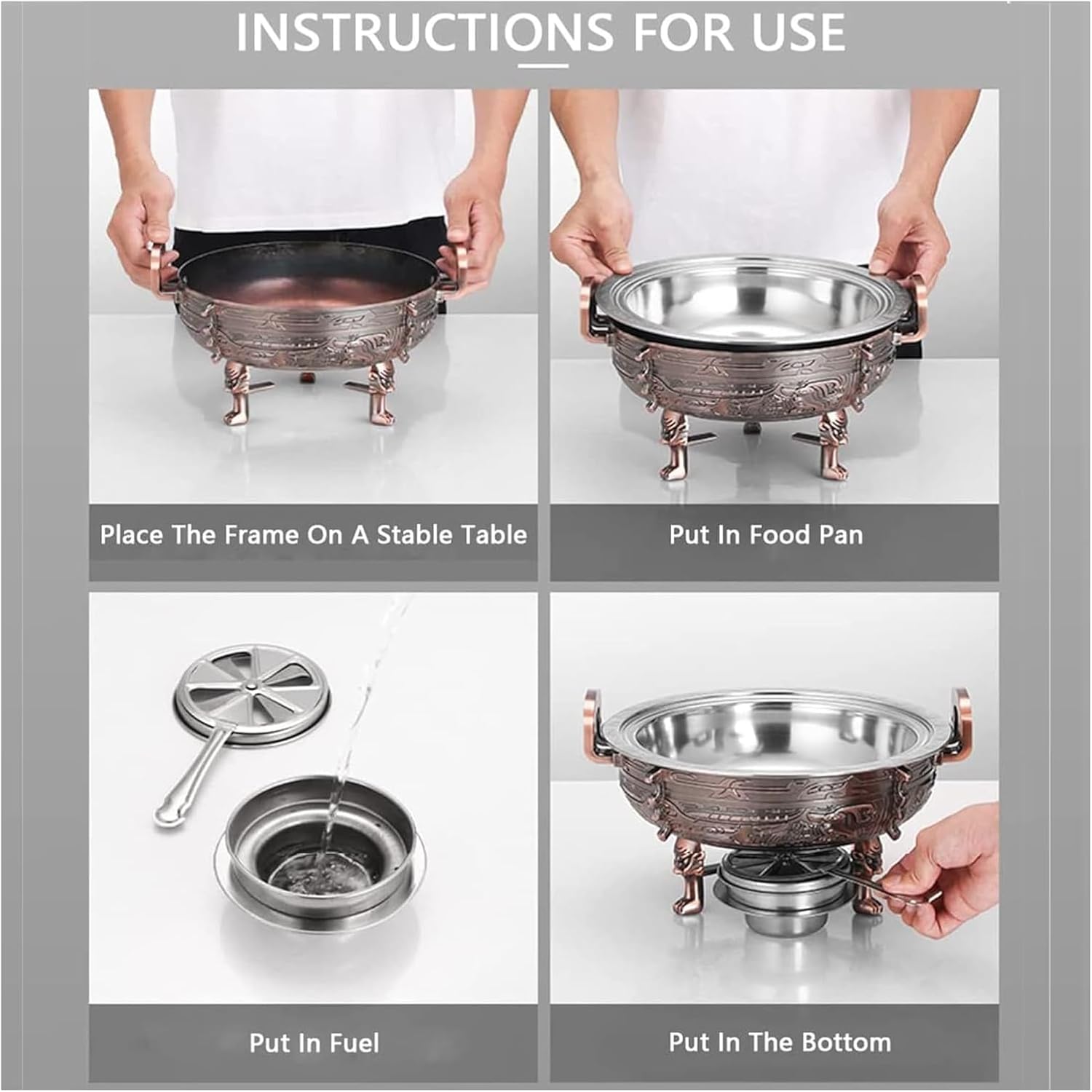 Hot Pot Buffet Set, Round Buffet Server and Warmer with Food Plate, Fuel Rack, Lid and Bottom Rack for Home and Restaurants,