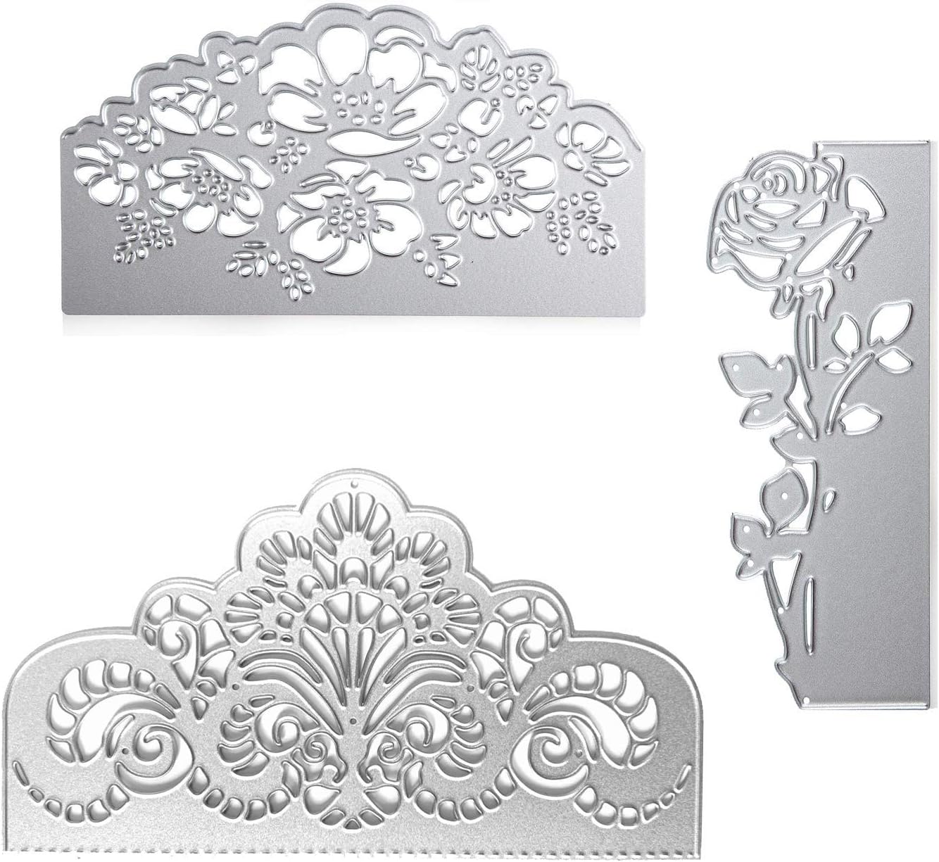 3 Pieces Rose Cutting Die Flower Shape Embossing Dies Carbon Steel Die Cuts Stencils for Scrapbooking Card Making Supplies