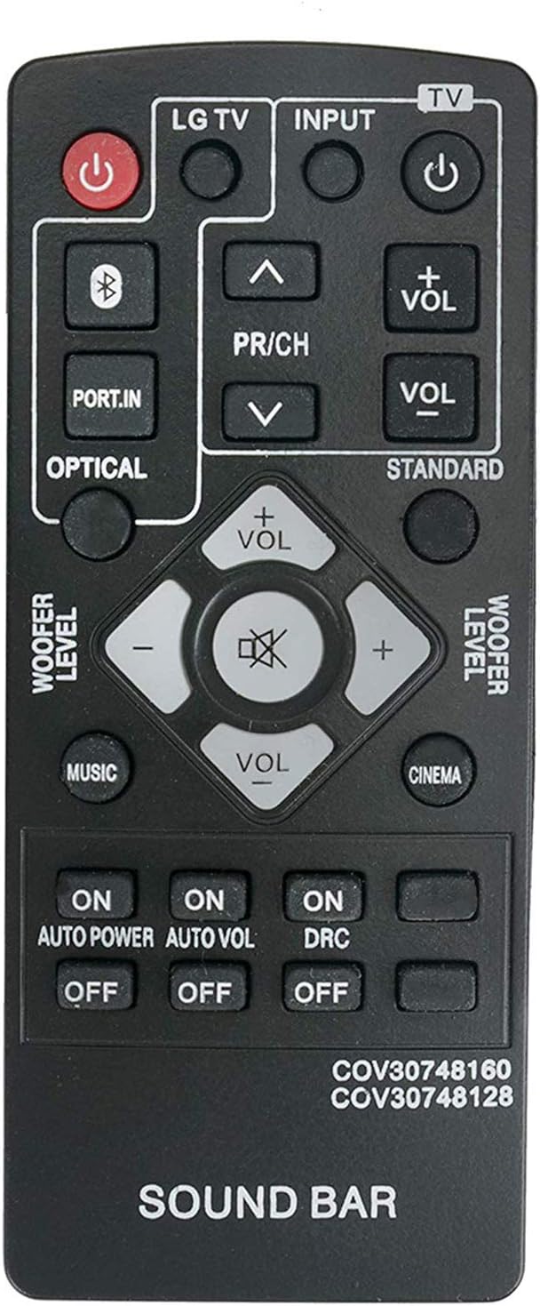 New 2-in-1 Remote Control COV30748160 COV30748128 Compatible with LG 2.1 Channel Powerful Bass Sound Bar NB2540 S24A1-W NB2540D S24A1W