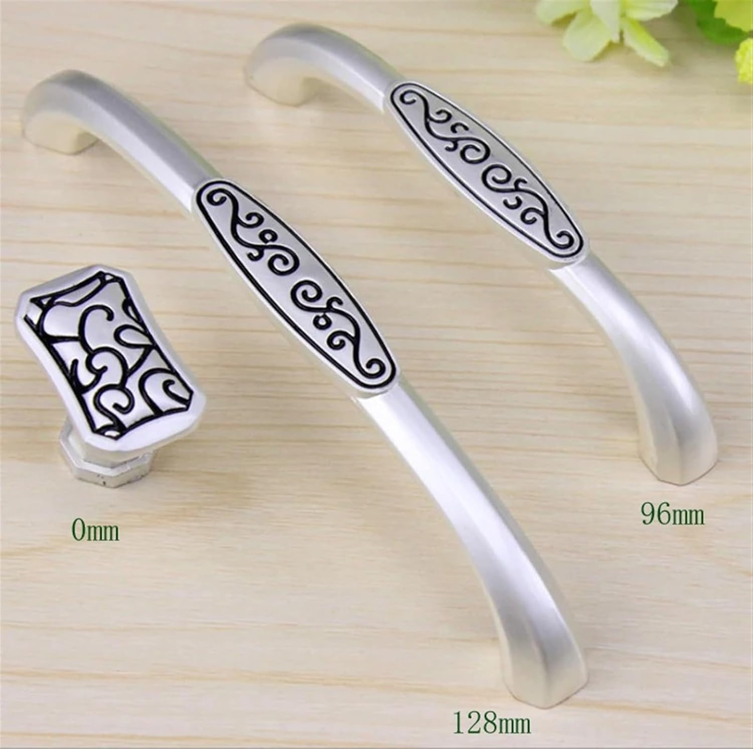 Modern Silver Drawing Furniture Hardware Handle Sliding Door Drawer Knobs Wardrobe Kitchen Cabinets Cupboard Pull Dresser Handle 2Pcs(96mm)