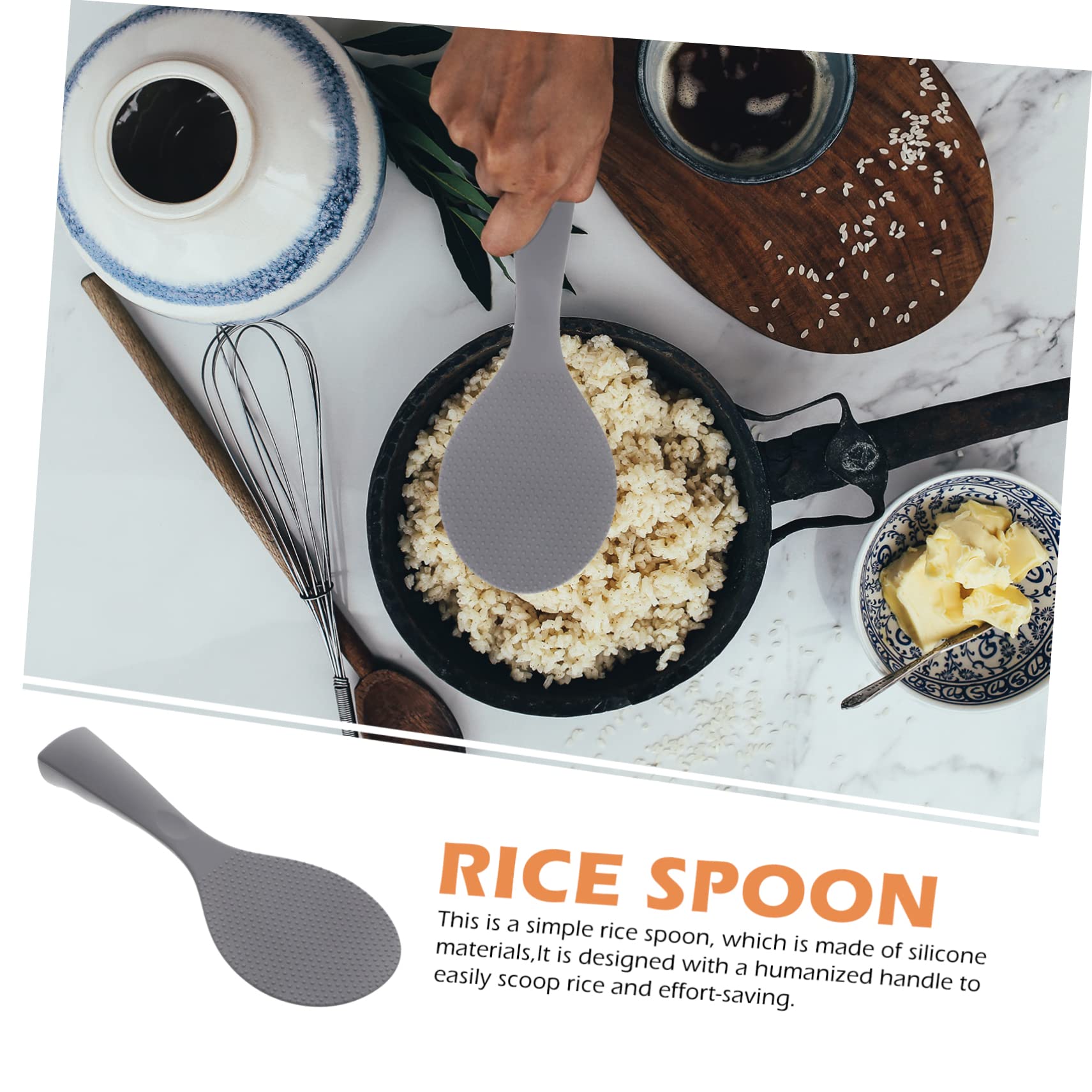 Alipis Silicone Rice Scoop with Vertical Design Non Stick Household Rice Spoon for Easy Serving Kitchen Utensil for Fluffy Rice Compact Lightweight for Convenient Storage