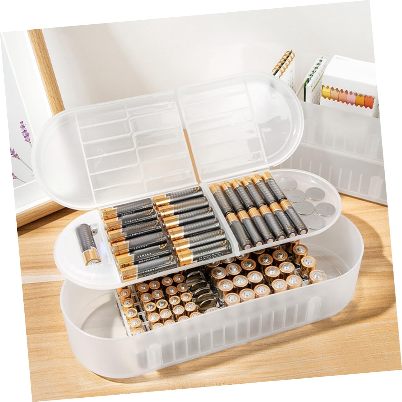 Household Battery Organizer Multi-functional Storage Box for Battery Types Lightweight and Compact Design for
