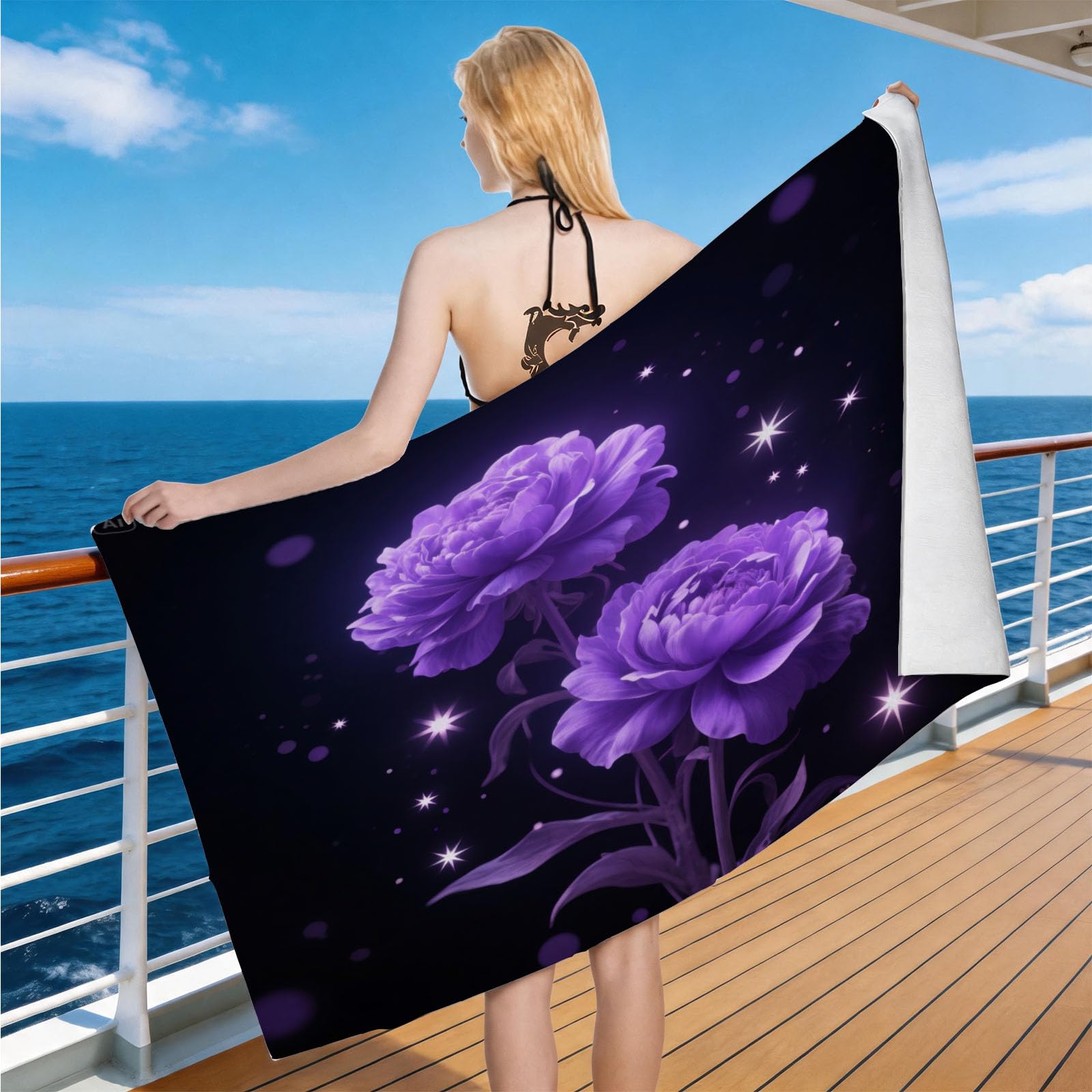 Hongduo Microfiber Quick Dry Beach Towel Dreamy Peony, 3D Starry Sky Beach Towels Absorbent Fast Drying Bath Towels, Travel Camping Gym Swimming Bathroom (80x160cm)