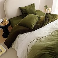 Vista 59 de Luxlovery - Juego de edredón azul neblina, tamaño matrimonial, minimalista, azul polvoriento, edredones de algodón suaves y transpirables, azul