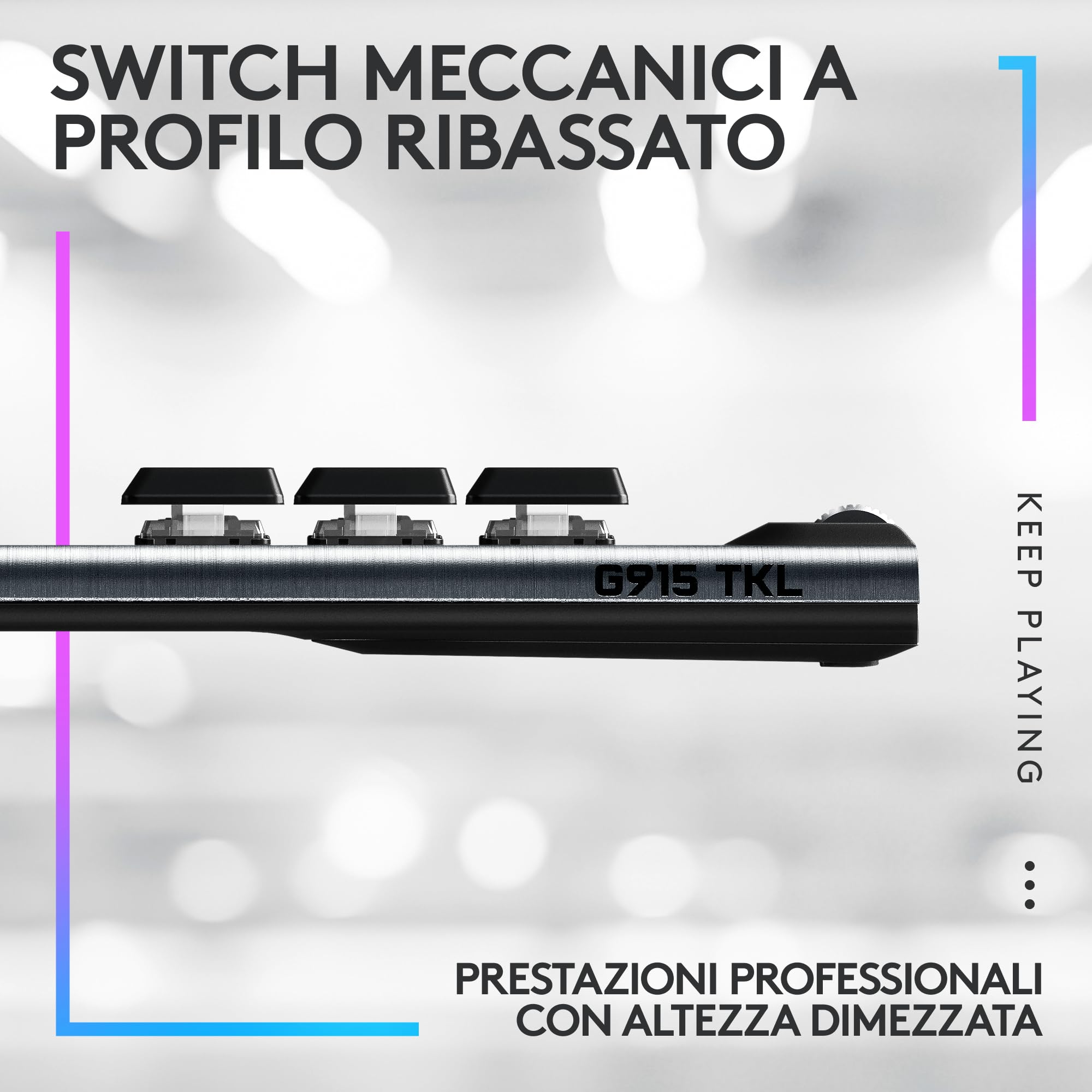 Logitech G733 Lightspeed, cuffia con microfono gaming wireless con Blue Vo!ce e G915 TKL Lightspeed, tastiera gaming meccanica wireless RGB senza tastierino numerico per PC/Mac - Nero