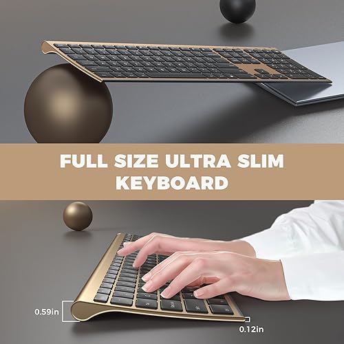 Miniatura 9 de Vssoplor - Teclado y mouse inalámbricos, recargable de 2.4 GHz, compacto, silencioso, de tamaño completo, combo de teclado y mouse con receptor Nano