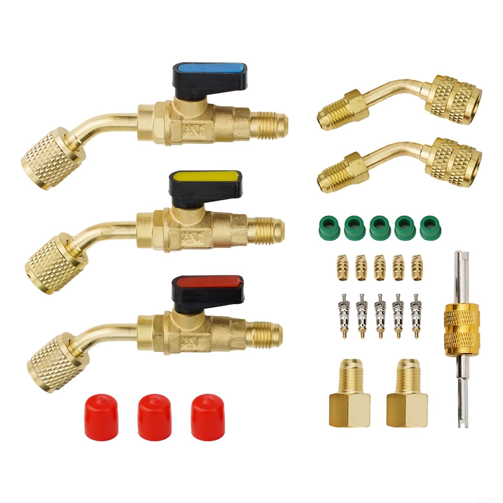 Válvula de bola de 45 de 1/4 a 5/16 SAE en cobre para aire acondicionado R410A