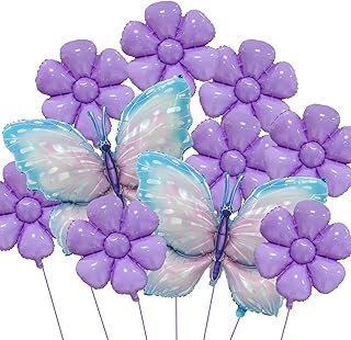 Butterfly Balloons Gradient Purple Colorful Butterfly Foil Balloons Birthday Party Flower Decoration Flower Theme Party Balloon Decoration Birthday Wedding Balloon