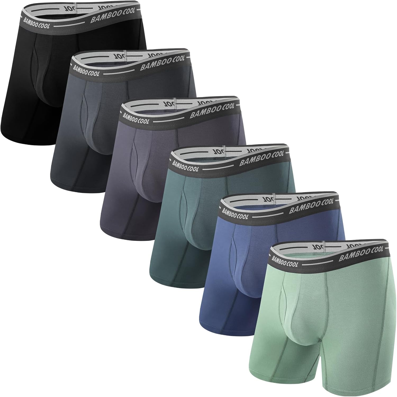 BAMBOO COOL Men's Underwear Boxer Briefs with Open Fly,Regular Leg,Moisture-Wicking Cool Comfort Underwear For men
