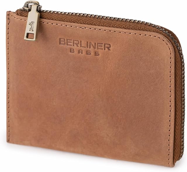 Berliner Bags Portfel premium ze skóry, portmonetka, mini portfel dla kobiet i mężczyzn, brązowy, M, Minimalistyczny