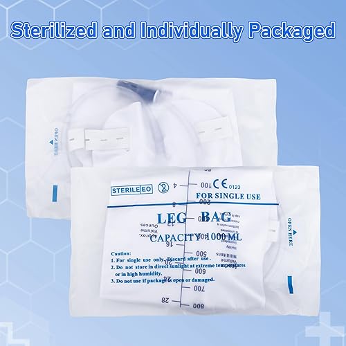 Miniatura 6 de Bolsas para patas de catéter de 33.8 fl oz, bolsa de drenaje urinario para hombres y mujeres con válvula antirreflujo, tubo de 18 pulgadas y correas