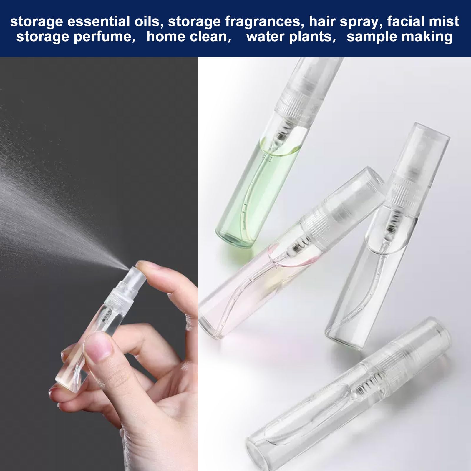 QTLCOHD Mini-Sprühflasche, 120 Stück, 10 ml, Parfümprobenflaschen, leer, nachfüllbare Parfümflaschen, Zerstäuber, feiner Nebel, Sprühflasche für Parfüm, ätherisches Öl, tragbare Flasche für Reisen