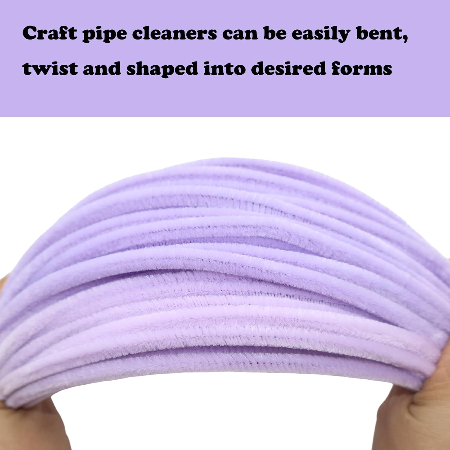 Apedoixy 200 Pieces Pipe Cleaners Craft Bulk 2 Assorted Colors,6mm x 12inch Thick Fuzzy Chenille Stem Sticks for Craft Art DIY Projects Decorations (Lilac, Light Purple)