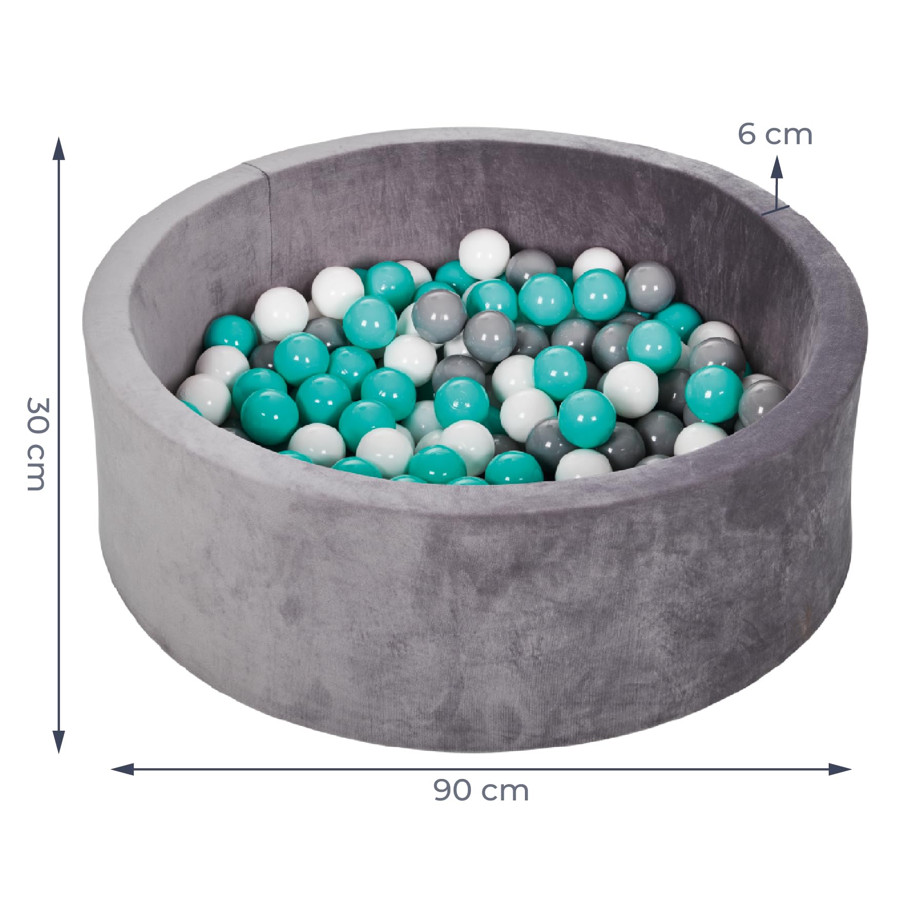 MS BabyWorld – Piscina de Bolas Misti – Piscina de Espuma Redonda para Bebé | +100 Bolas Incluidas | Parque Sensorial | Acolchada y Suave al Tacto | Ideal para Interiores