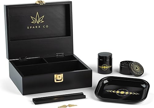 Miniatura 3 de Caja de almacenamiento grande de madera con cerradura del zodiaco con llave. Incluye accesorios