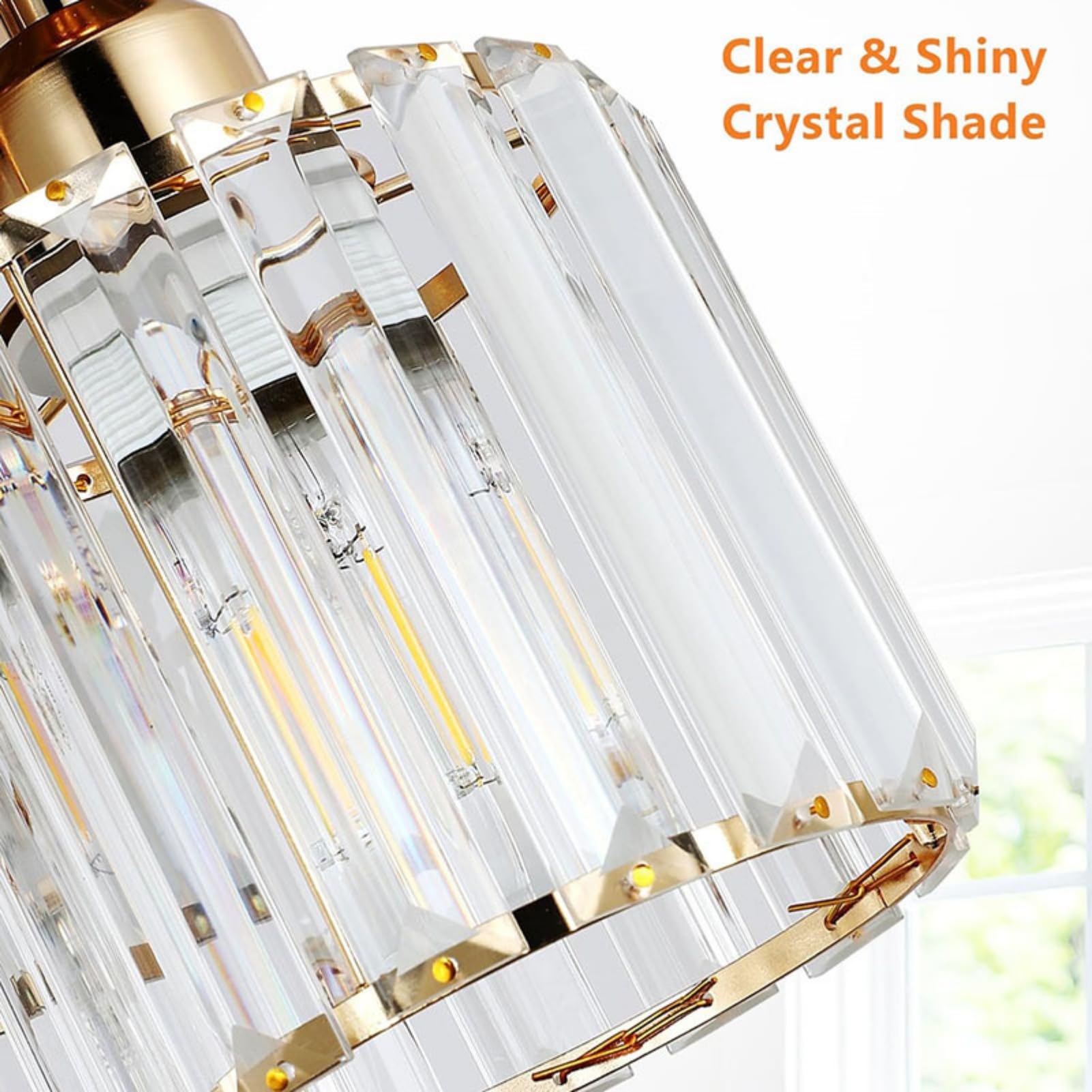‌Lámpara de Araña de Cristal Moderna E26 - Techo Colgante con 3 Luces LED, Pantalla Elegante - Ideal para Sala, Dormitorio, Cocina, Pasillo o Baño