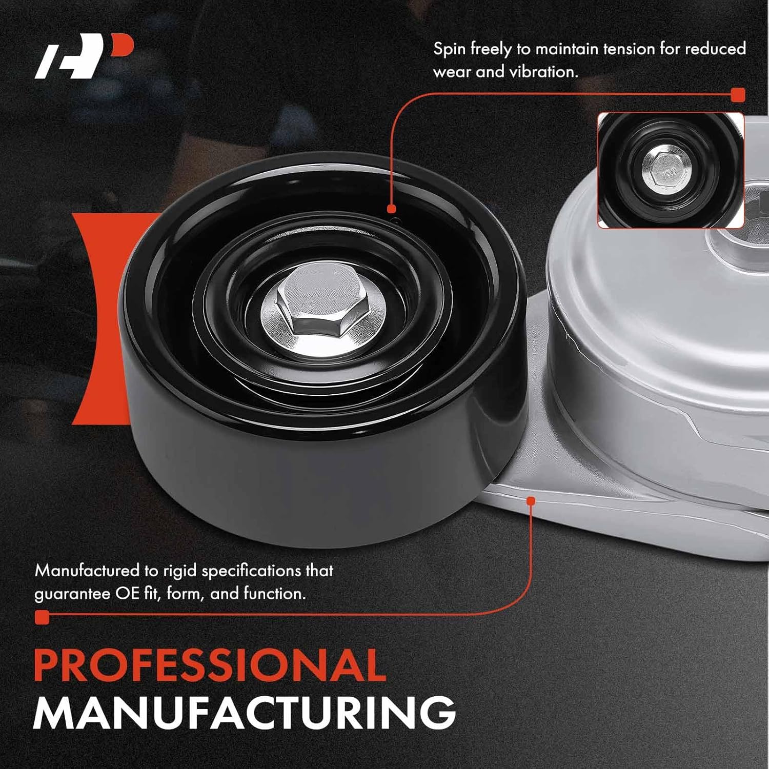 A-Premium Belt Tensioner Assembly with Pulley Compatible with Chevrolet Silverado 2500 HD, Silverado 3500 & GMC Sierra 2500 HD, Sierra 3500, 2001, 6.6L, Replace# 8973008570, 8972220214