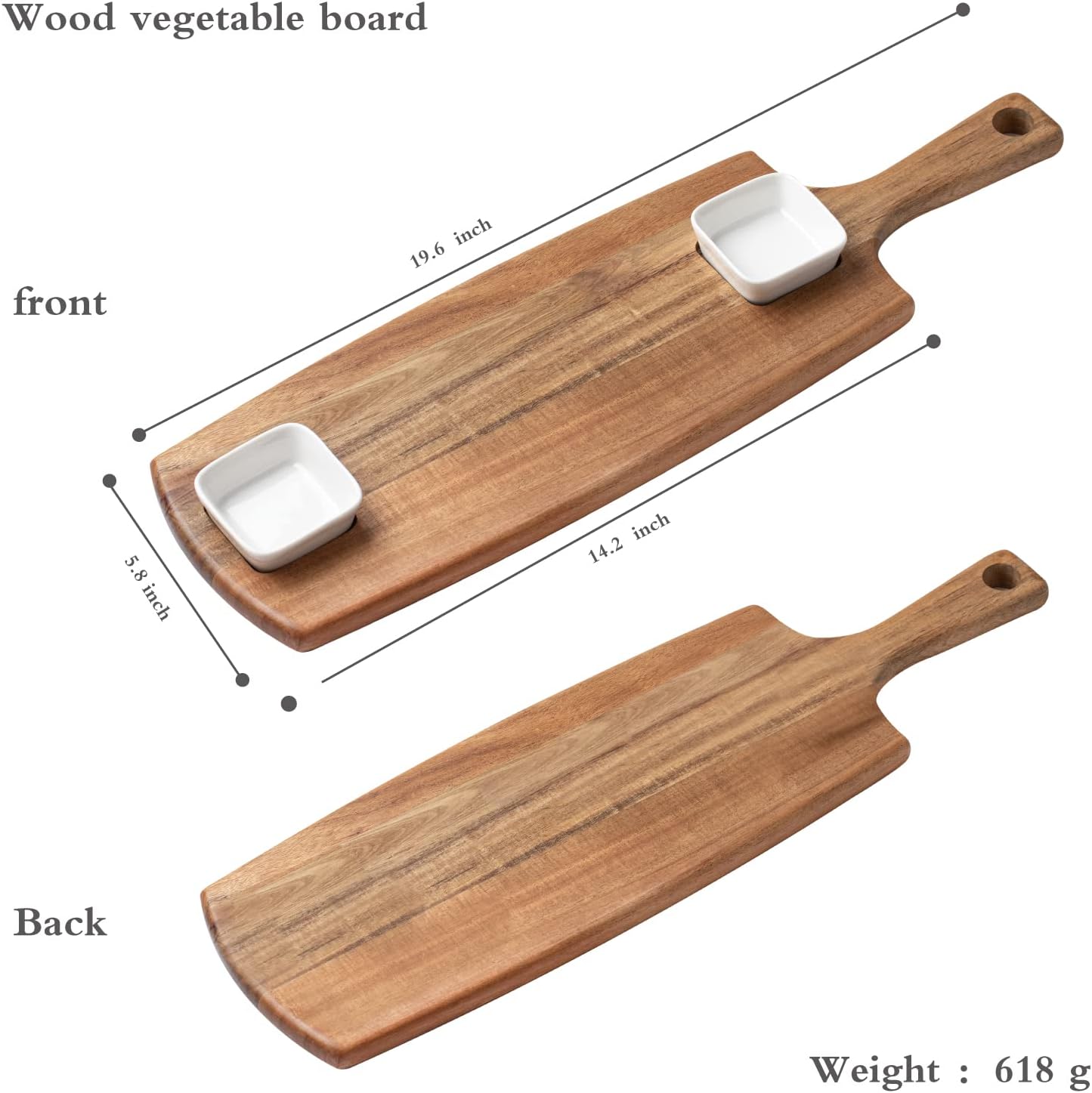 Acacia Wood Cutting Board, Large Wooden Chopping Boards With Handle For Kitchen -19.69 inch,