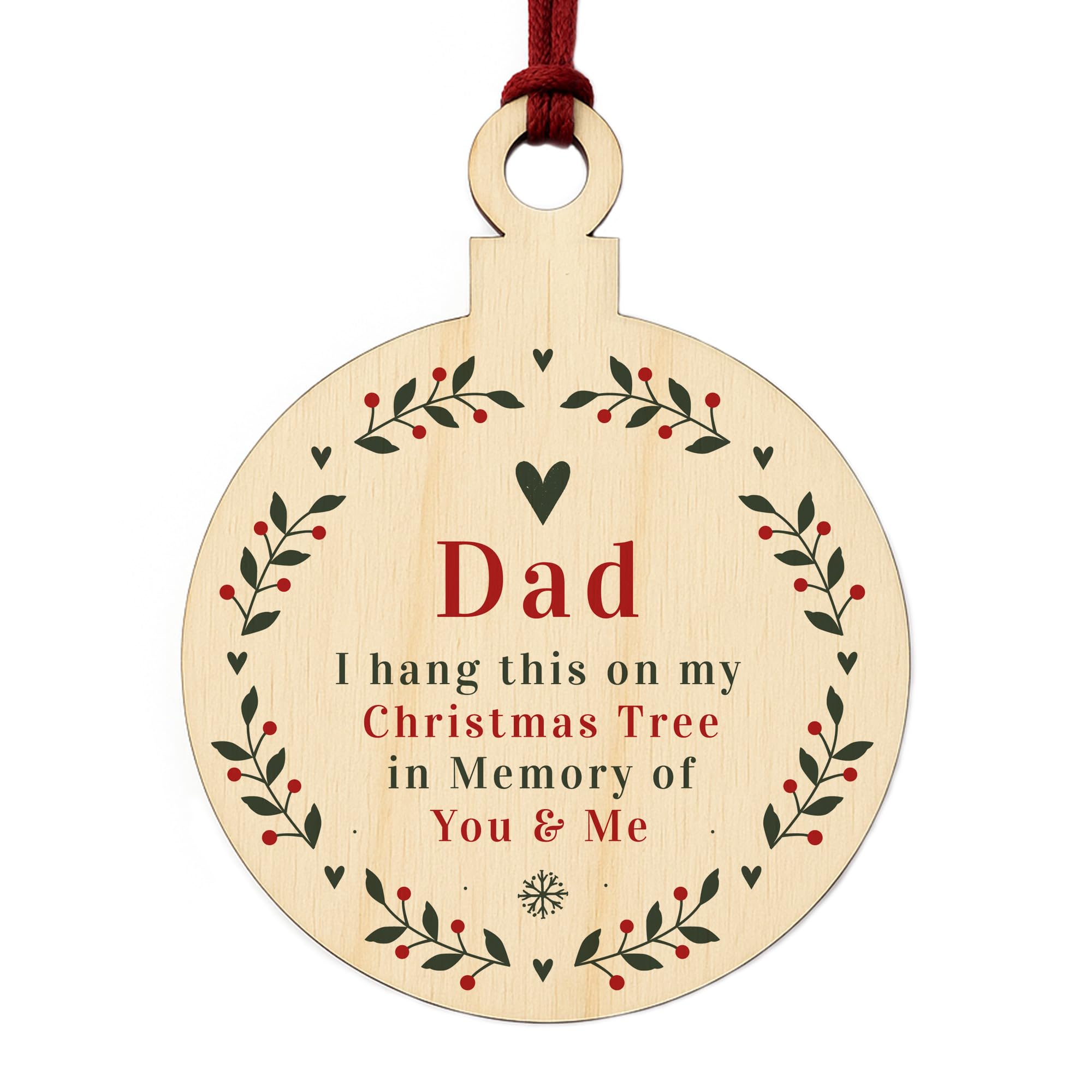 Rememberance Christmas Tree Bauble For Dad Wood Ornament Bauble